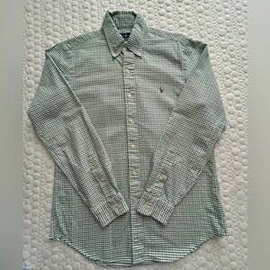Ralph Lauren Men's Green/white/Blue Classic Fit Checkered Button Down Shirt Sz S